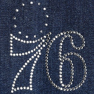 Women's Lusso Blue Philadelphia 76ers Georgie Crystals Button-Up Denim Jacket