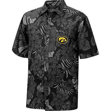 Men's Colosseum Black Iowa Hawkeyes The Dude Camp Button-Up Shirt