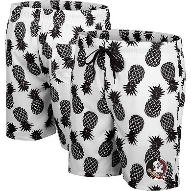 Men's Colosseum White/Black Florida State Seminoles Pineapple Swim Shorts
