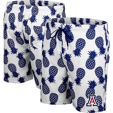 Men's Colosseum White/Navy Arizona Wildcats Pineapple Swim Shorts