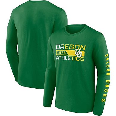 Men's Fanatics Branded Green Oregon Ducks Broad Jump 2-Hit Long Sleeve T-Shirt
