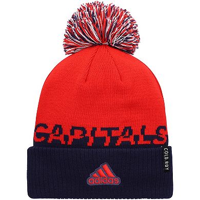 Men's adidas Red/Navy Washington Capitals COLD.RDY Cuffed Knit Hat with Pom
