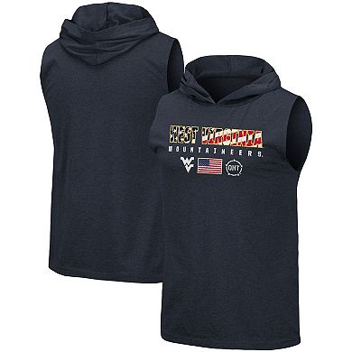 Men's Colosseum Navy West Virginia Mountaineers OHT Military Appreciation Americana Hoodie Sleeveless T-Shirt