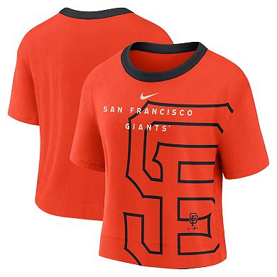 Women's Nike Orange/Black San Francisco Giants Team First High Hip Boxy T-Shirt