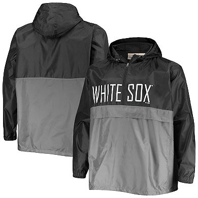 Men's Black/Gray Chicago White Sox Big & Tall Split Body Anorak Half-Zip Jacket