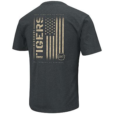 Men's Colosseum Heathered Black Missouri Tigers OHT Military Appreciation Flag 2.0 T-Shirt