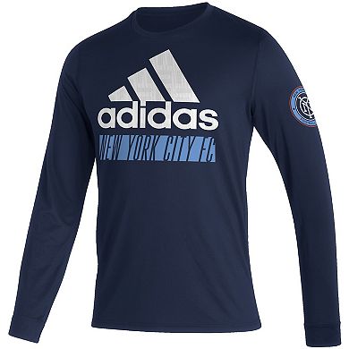 Men's adidas Navy New York City FC Vintage AEROREADY Long Sleeve T-Shirt