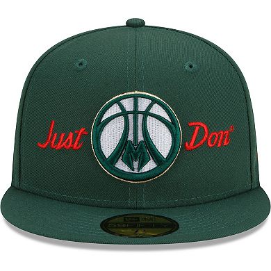 Men's New Era x Just Don Hunter Green Milwaukee Bucks 59FIFTY Fitted Hat