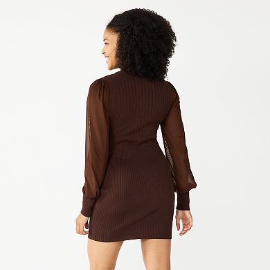 Juniors' Almost Famous Mockneck Keyhole Bodycon Dress