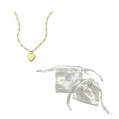Adornia 14k Gold Plated Figaro Chain Heart Necklace