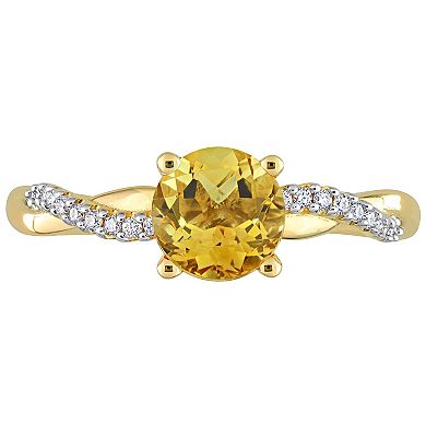 Stella Grace 14k Gold Citrine & 1/6 Carat T.W. Diamond Crossover Engagement Ring