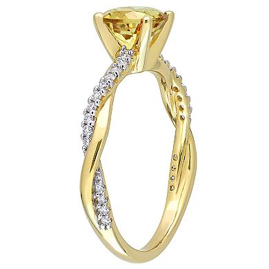 Stella Grace 14k Gold Citrine & 1/6 Carat T.W. Diamond Crossover Engagement Ring