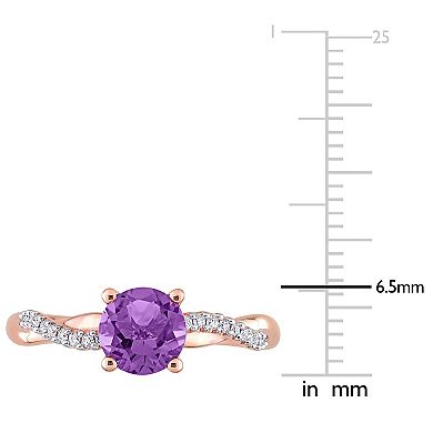 Stella Grace 14k Rose Gold Amethyst & 1/6 Carat T.W. Diamond Crossover Engagement Ring