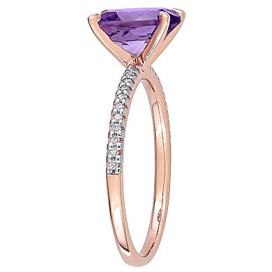 Stella Grace 14k Rose Gold Amethyst & 1/10 Carat T.W. Diamond Engagement Ring