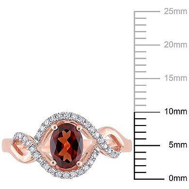 Stella Grace 10k Rose Gold Garnet & 1/6 Carat T.W. Diamond Halo Engagement Ring