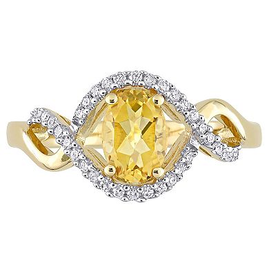 Stella Grace 10k Gold Citrine & 1/6 Carat T.W. Diamond Halo Engagement Ring