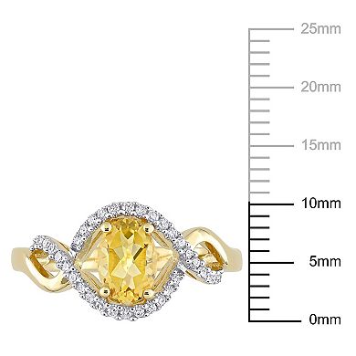 Stella Grace 10k Gold Citrine & 1/6 Carat T.W. Diamond Halo Engagement Ring