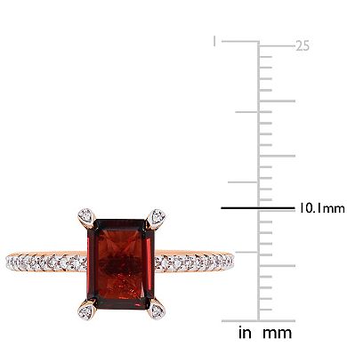 Stella Grace 10k Rose Gold Garnet & 1/10 Carat T.W. Diamond Engagement Ring