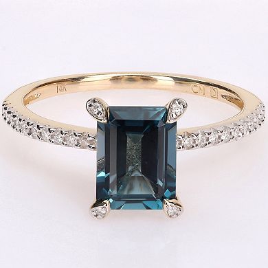 Stella Grace 14k Gold London Blue Topaz & 1/10 Carat T.W. Diamond Engagement Ring