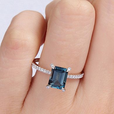 Stella Grace 14k Gold London Blue Topaz & 1/10 Carat T.W. Diamond Engagement Ring