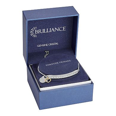 Brilliance Two Tone Crystal "Forever Friends" Adjustable Bracelet