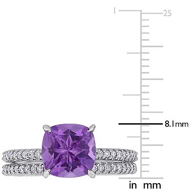 Stella Grace 14k White Gold Amethyst & 1/4 Carat. T.W. Diamond Engagement Ring Set