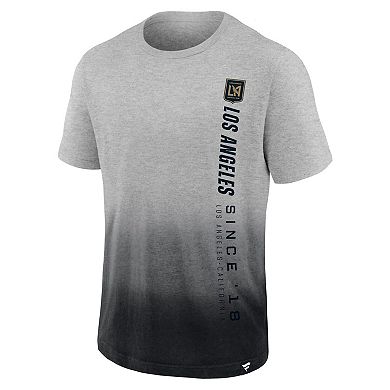 Men's Fanatics Branded Heathered Gray/Black LAFC Dip-Dye T-Shirt