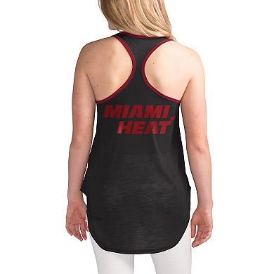 Women's G-III Sports by Carl Banks Black Miami Heat Showdown Scoop Neck Racerback Tank Top