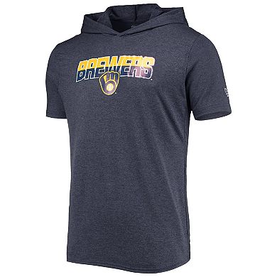 Men's New Era Heathered Navy Milwaukee Brewers Hoodie T-Shirt