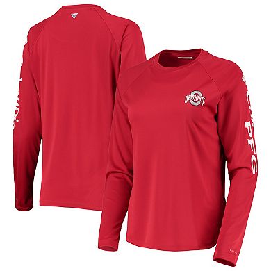 Women's Columbia Scarlet Ohio State Buckeyes PFG Tidal Long Sleeve T-Shirt