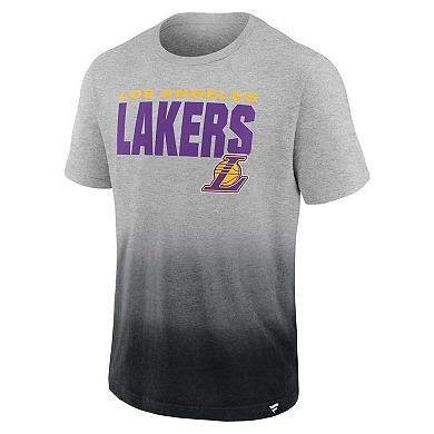 Men's Fanatics Branded Heathered Gray/Black Los Angeles Lakers Board Crasher Dip-Dye T-Shirt