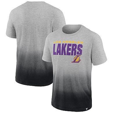 Men's Fanatics Branded Heathered Gray/Black Los Angeles Lakers Board Crasher Dip-Dye T-Shirt