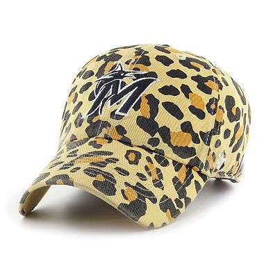 Women's '47 Miami Marlins Tan Cheetah Clean Up Adjustable Hat