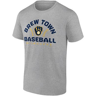 Men's Fanatics Branded Heathered Gray Milwaukee Brewers Iconic Go for Two T-Shirt