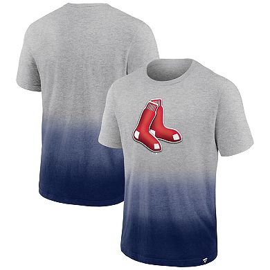 Men's Fanatics Branded Heathered Gray/Heathered Navy Boston Red Sox Iconic Team Ombre Dip-Dye T-Shirt