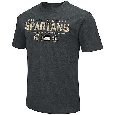 Men's Colosseum Heathered Black Michigan State Spartans OHT Military Appreciation Flag 2.0 T-Shirt