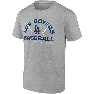 Men's Fanatics Branded Heathered Gray Los Angeles Dodgers Iconic Go for Two T-Shirt