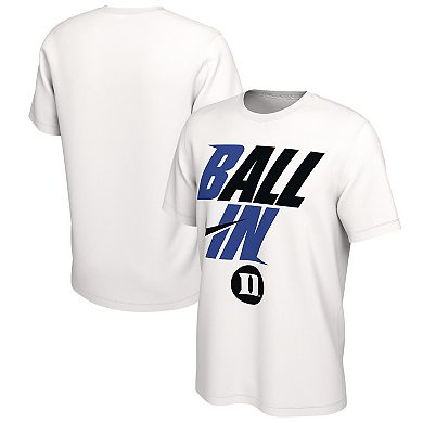 Men's Nike White Duke Blue Devils Ball In Bench T-Shirt
