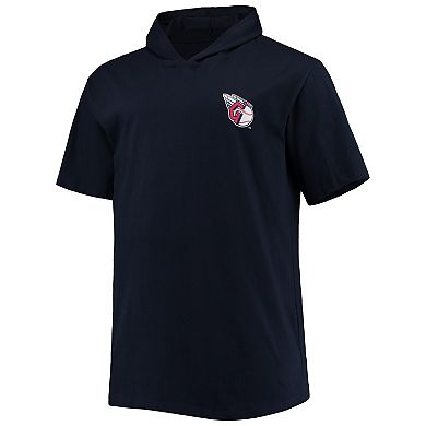 Men's Navy Cleveland Guardians Big & Tall Jersey Short Sleeve Pullover Hoodie T-Shirt