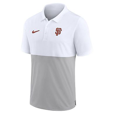 Men's Nike White/Silver San Francisco Giants Team Baseline Striped Performance Polo