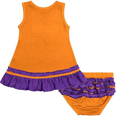 Girls Infant Colosseum Orange Clemson Tigers Ruffle Toons Dress & Bloomers Set