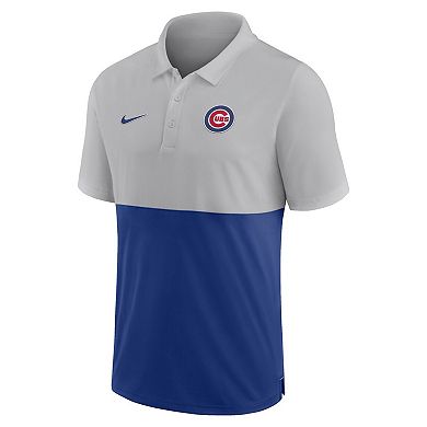 Men's Nike Silver/Royal Chicago Cubs Team Baseline Striped Performance Polo