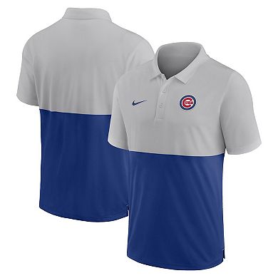 Men's Nike Silver/Royal Chicago Cubs Team Baseline Striped Performance Polo