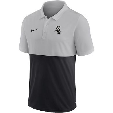 Men's Nike Silver/Black Chicago White Sox Team Baseline Striped Performance Polo