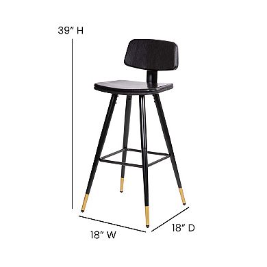 Flash Furniture Kora Commercial-Grade Low-Back Bar Stool 2-Piece Set