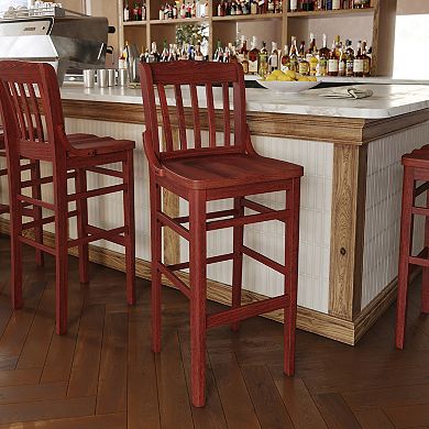 Flash Furniture Hercules Series School House-Back -Wood Restaurant Bar Stool