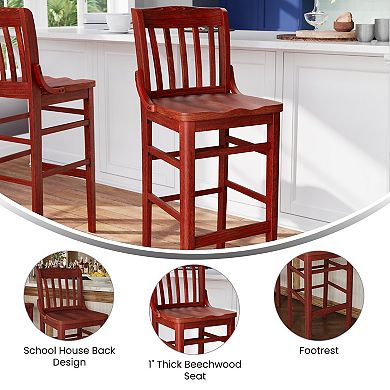 Flash Furniture Hercules Series School House-Back -Wood Restaurant Bar Stool