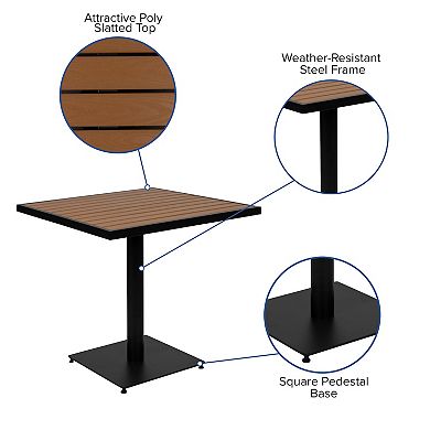 Flash Furniture Faux Teak Indoor / Outdoor Dining Table & Chair 3-piece Set