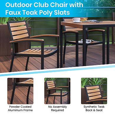 Flash Furniture Faux Teak Indoor / Outdoor Dining Table & Chair 3-piece Set