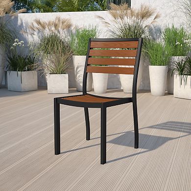 Flash Furniture Outdoor Faux Teak Dining Chair